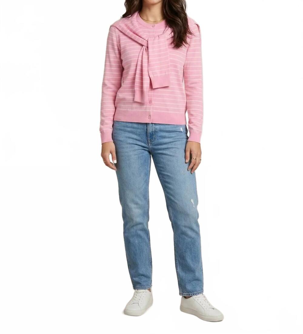 NEW ELLIOTT LAUREN fake out button front sweater in light pink